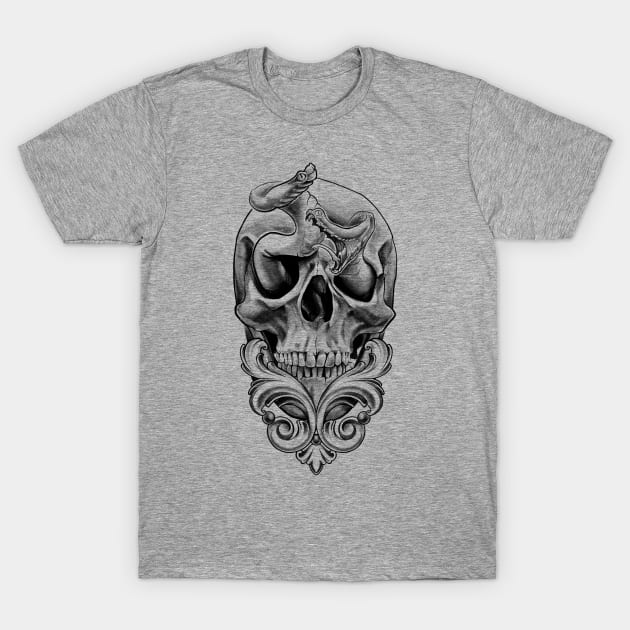 Skull and snakes T-Shirt by Vika_lampa_13